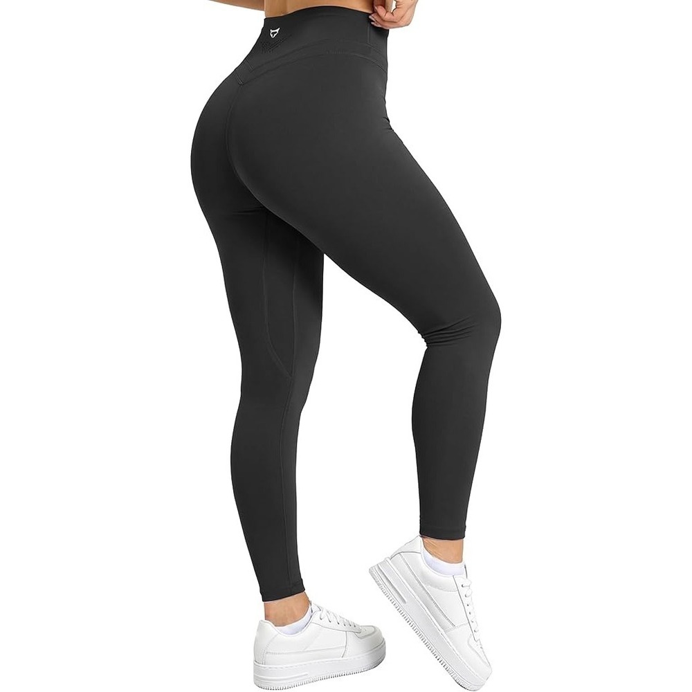 MSRP $42 TomTiger Women's L Black Yoga Pants 7/8 High Waisted Workout Yoga